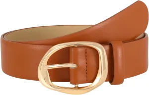 SUOSDEY Leather Belts for Women, Ladies Waist Belt with Liquid Shape Buckle for Jeans Pants Dresses,1.4" width