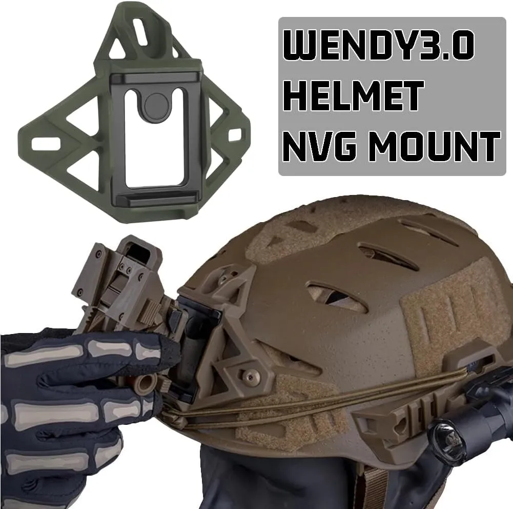 Tactical Helmet NVG Mount with Modular Bungee Shroud and Sports Camera Bracket Base for Wendy 3.0 Helmet