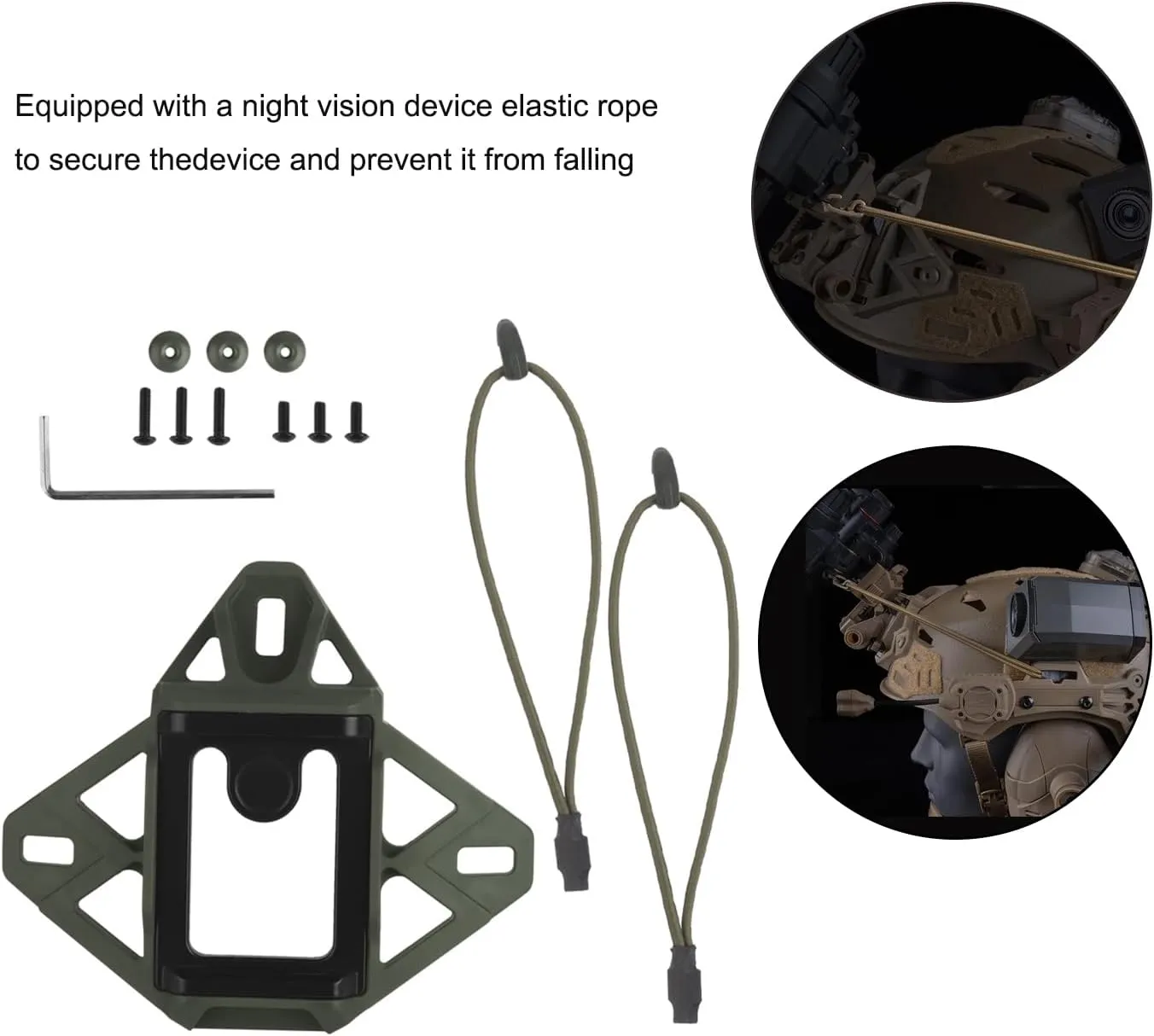 Tactical Helmet NVG Mount with Modular Bungee Shroud and Sports Camera Bracket Base for Wendy 3.0 Helmet