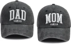 Tbstlumd 2 PCS Dad and Mom Hats for Men Women, Funny Adjustable Embroidered Cotton 2024 2025 Parents Baseball Cap