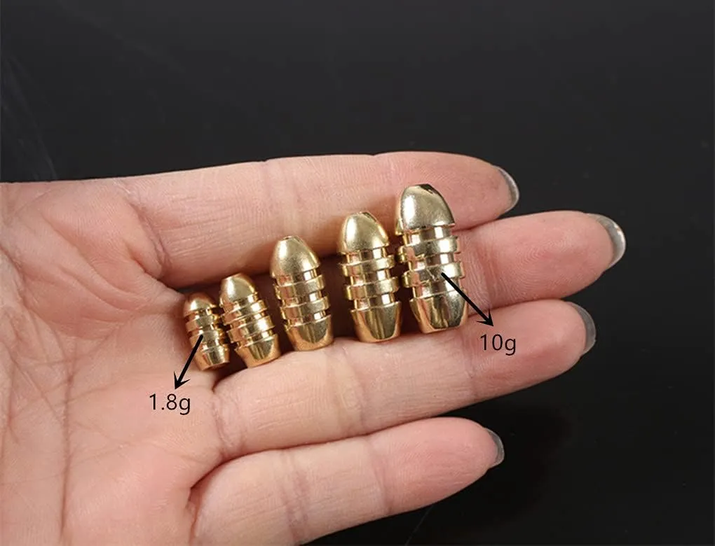 Toasis Brass Fishing Weight Texas Carolina Rig Fishing Bullet Sinker Set Assorted Size