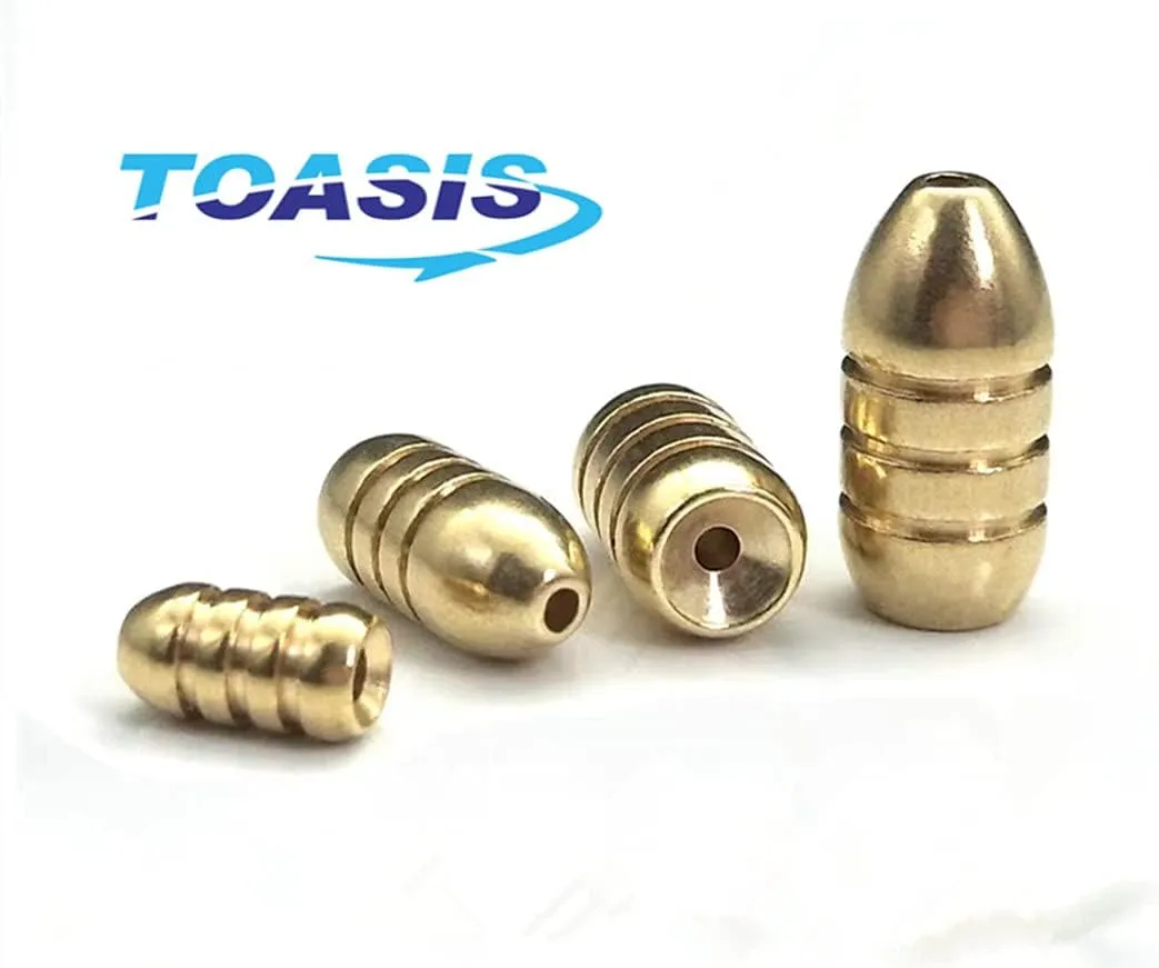 Toasis Brass Fishing Weight Texas Carolina Rig Fishing Bullet Sinker Set Assorted Size