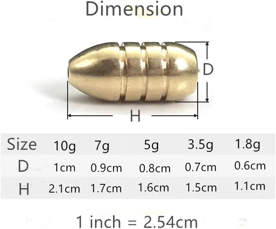 Toasis Brass Fishing Weight Texas Carolina Rig Fishing Bullet Sinker Set Assorted Size