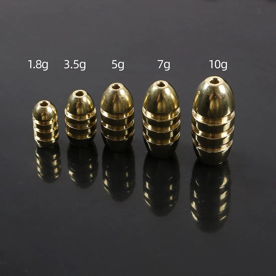 Toasis Brass Fishing Weight Texas Carolina Rig Fishing Bullet Sinker Set Assorted Size