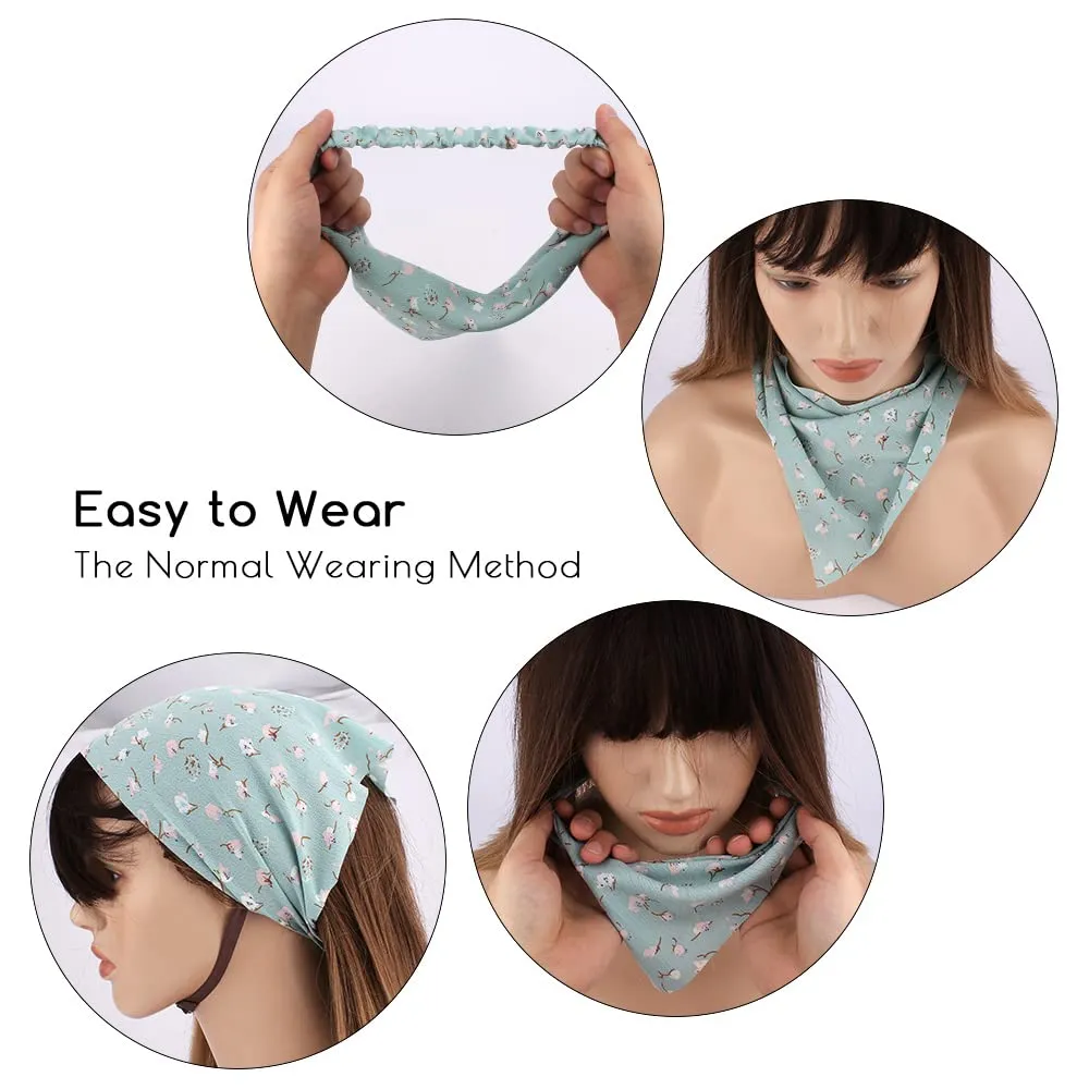 TOBATOBA Floral Hair Scarves 5 Pcs Boho Headbands Elastic Chiffon Bandanas for Women & Girls