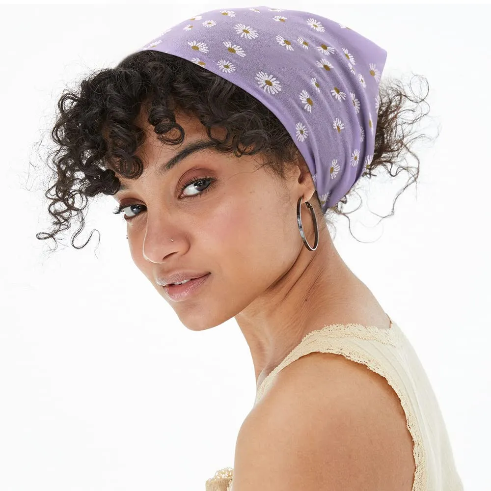 TOBATOBA Floral Hair Scarves 5 Pcs Boho Headbands Elastic Chiffon Bandanas for Women & Girls