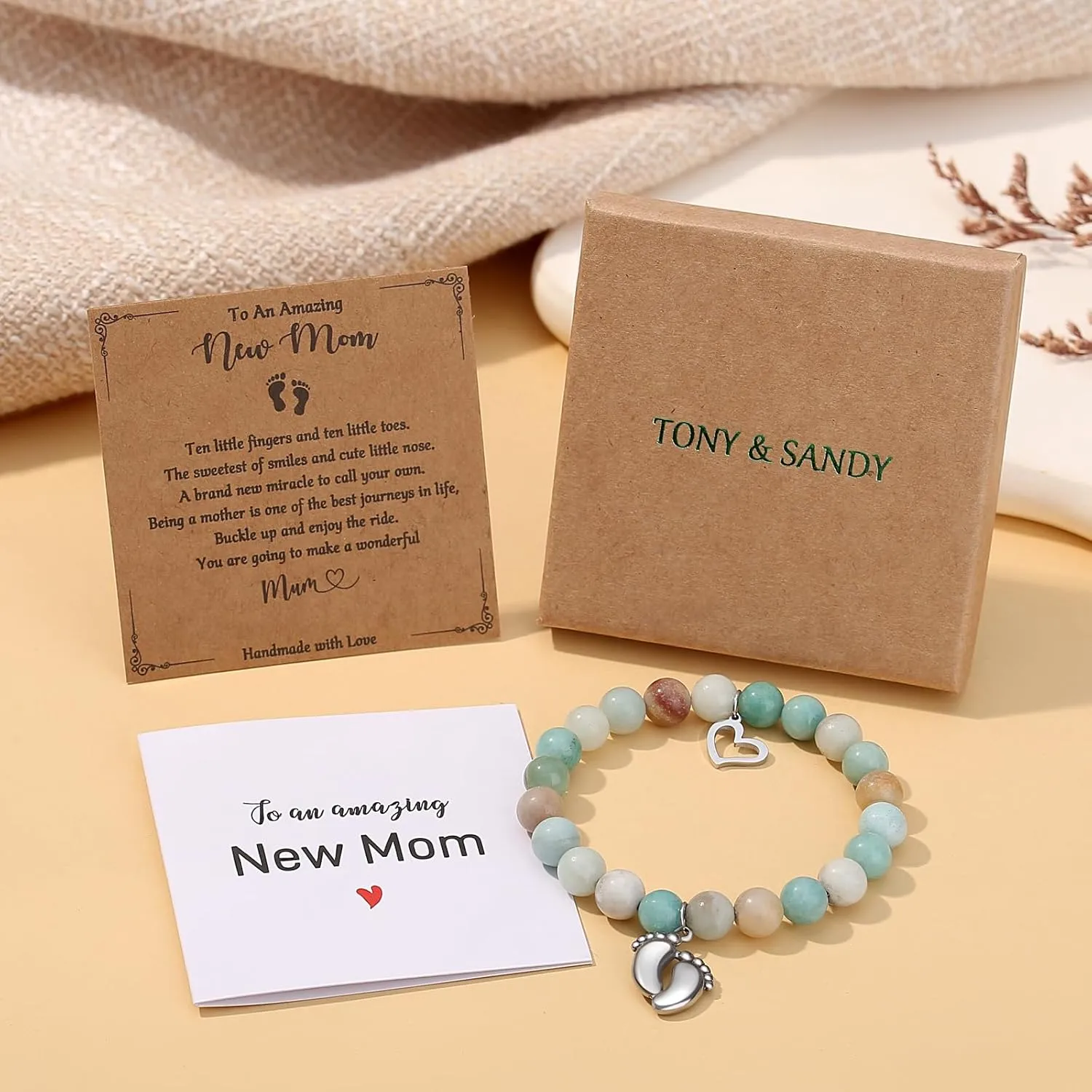 TONY & SANDY New Mom Gifts, Bracelets for First Time Moms on Mother's Day, Birthday, Christmas, Stocking Stuffers