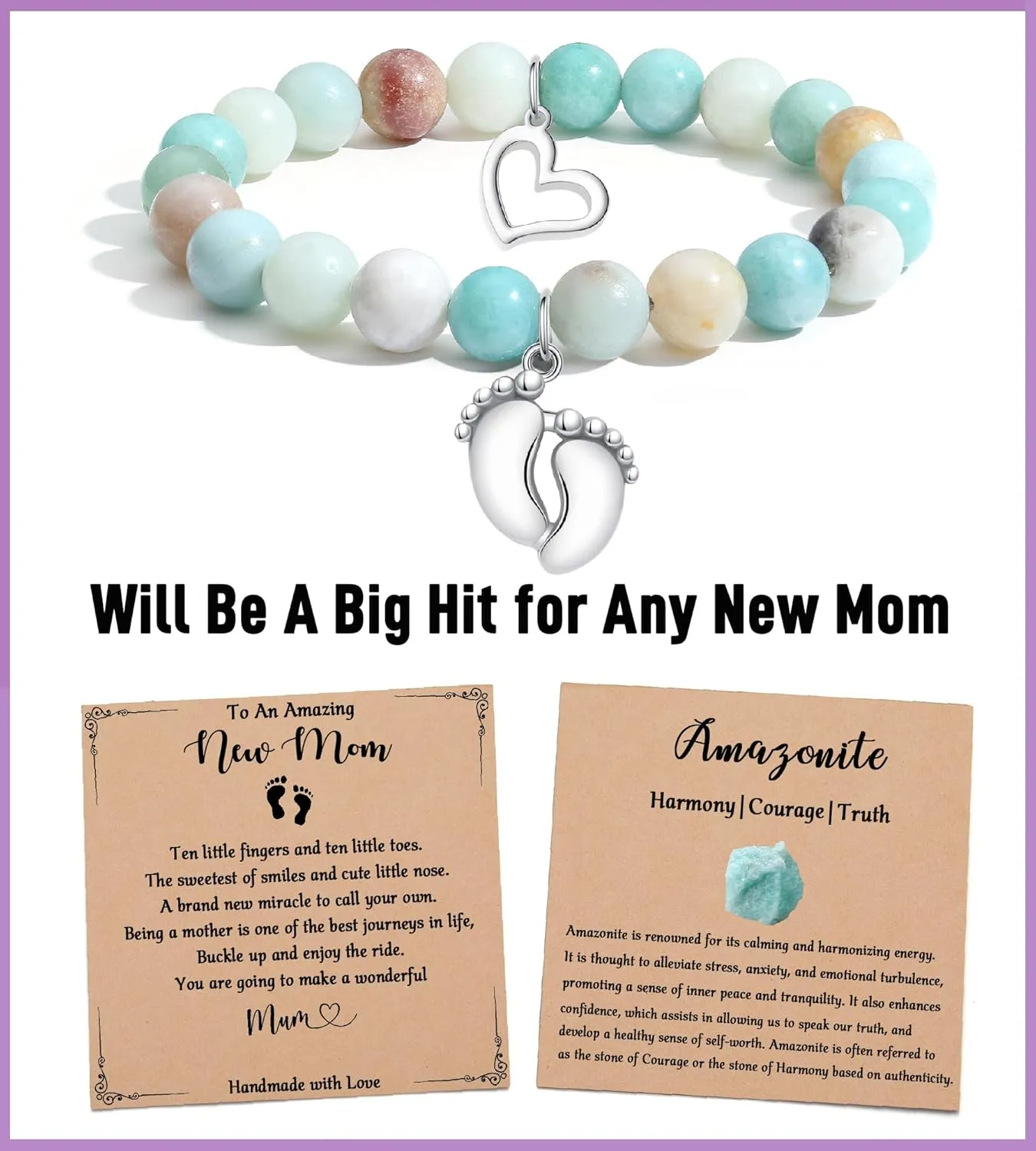 TONY & SANDY New Mom Gifts, Bracelets for First Time Moms on Mother's Day, Birthday, Christmas, Stocking Stuffers