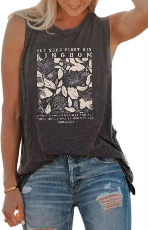 VKEGNIO Vintage Flower Tank Top Women Summer Graphic Sleeveless Tops Tank Bohemian Cute Print Casual Summer Shirts