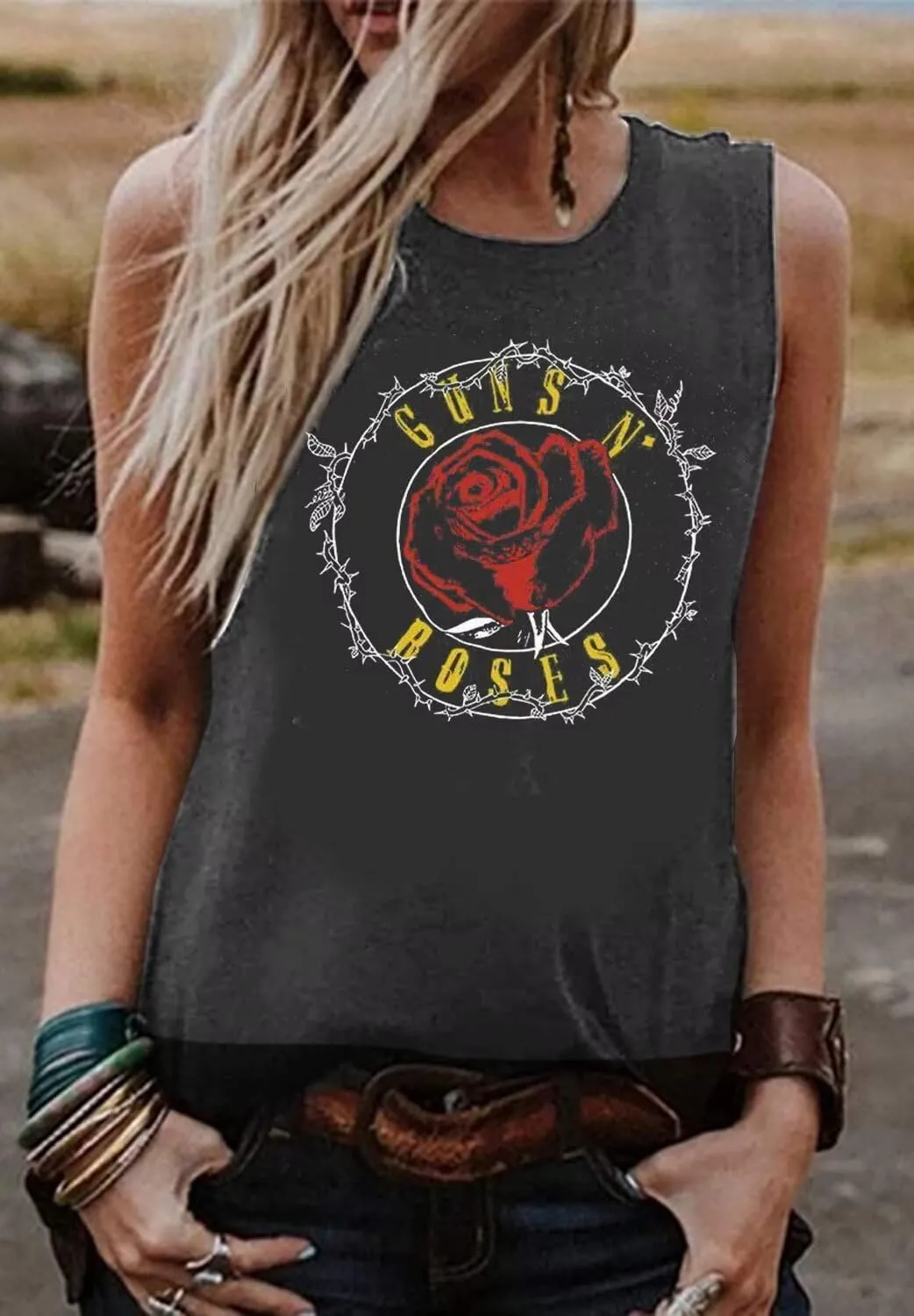 VKEGNIO Vintage Flower Tank Top Women Summer Graphic Sleeveless Tops Tank Bohemian Cute Print Casual Summer Shirts