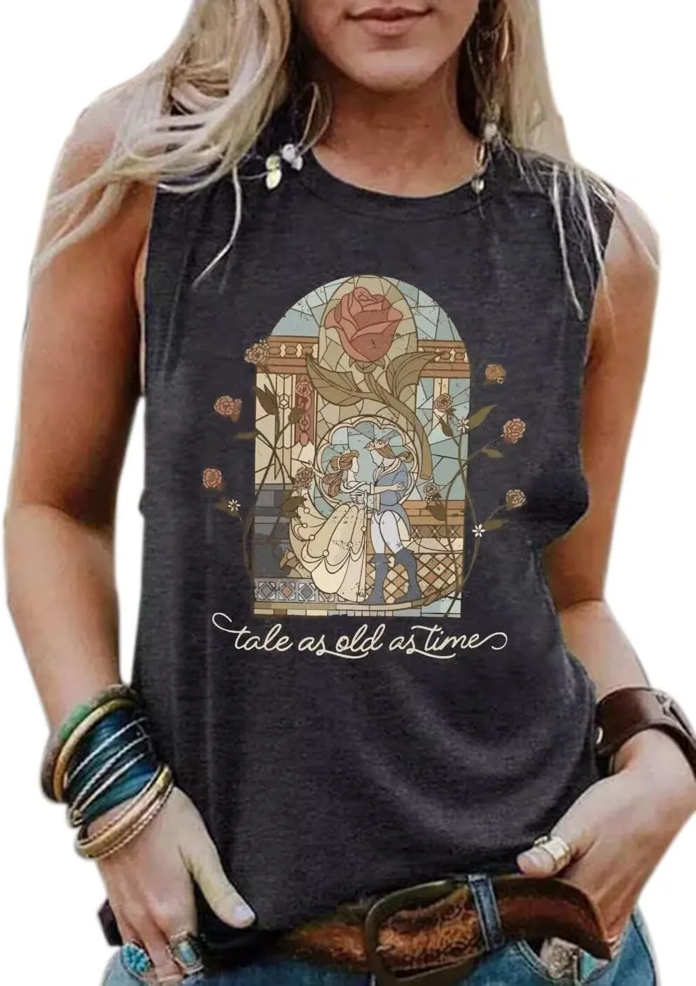 VKEGNIO Vintage Flower Tank Top Women Summer Graphic Sleeveless Tops Tank Bohemian Cute Print Casual Summer Shirts