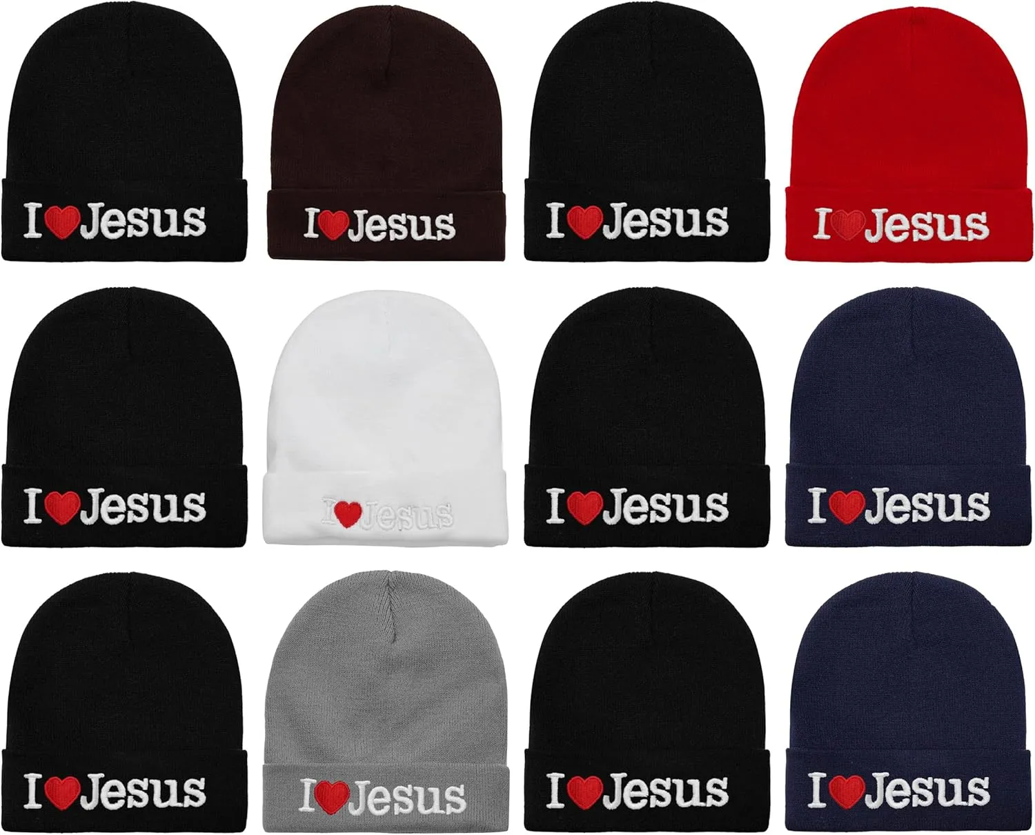 Wholesale 12-Pack Baseball Cap Beanie Hat USA Designed and I Love Jesus Cap