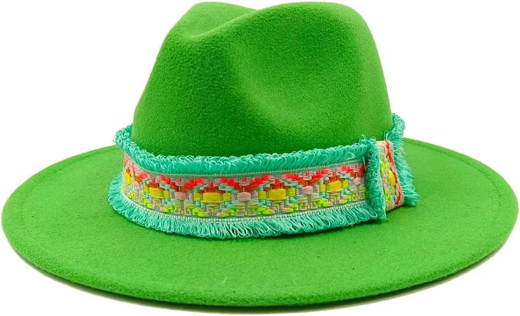 Wjnvfioo Fedoras Hat Bow Ribbon Feather Accessories Autumn Winter Men's And Women's Hats Fashion Wide Brimmed Hats