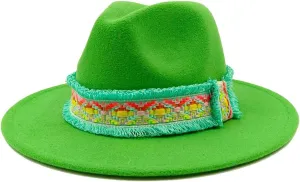 Wjnvfioo Fedoras Hat Bow Ribbon Feather Accessories Autumn Winter Men's And Women's Hats Fashion Wide Brimmed Hats